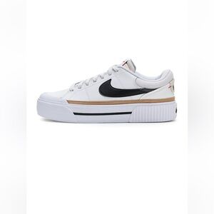 Nike Sneaker Court Legacy Lift Platform Size 6 color is White Black Hemp